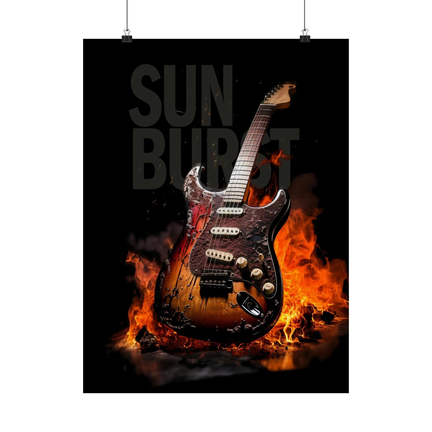 Burning SUNBURST Guitar Poster