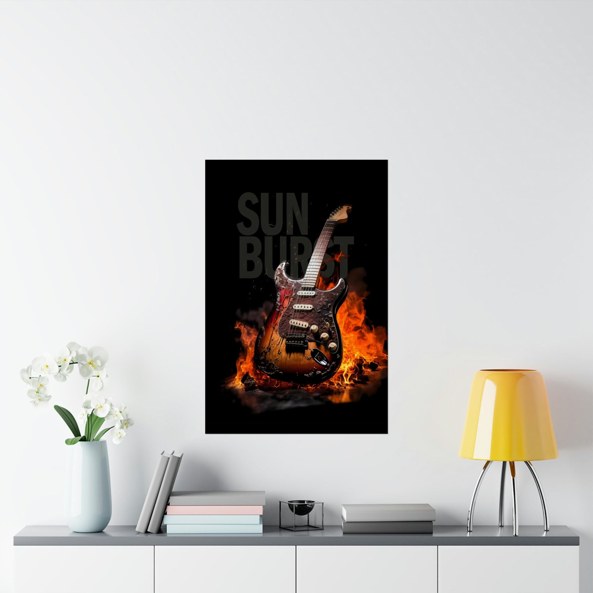 Burning SUNBURST Guitar Poster mockup