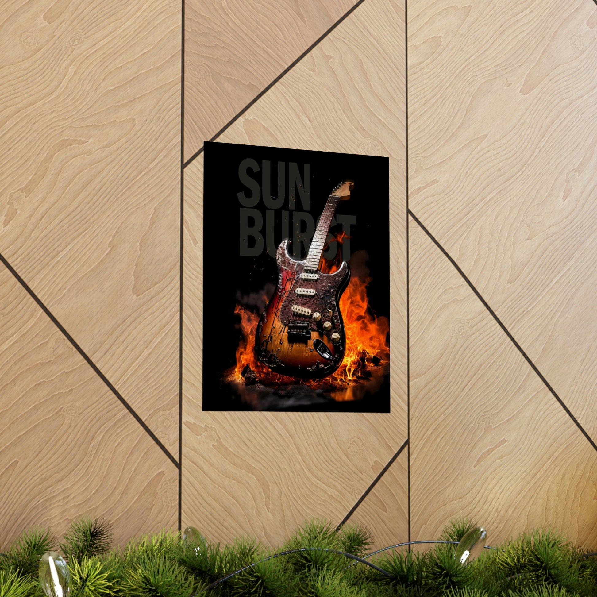 Burning SUNBURST Guitar Poster mockup