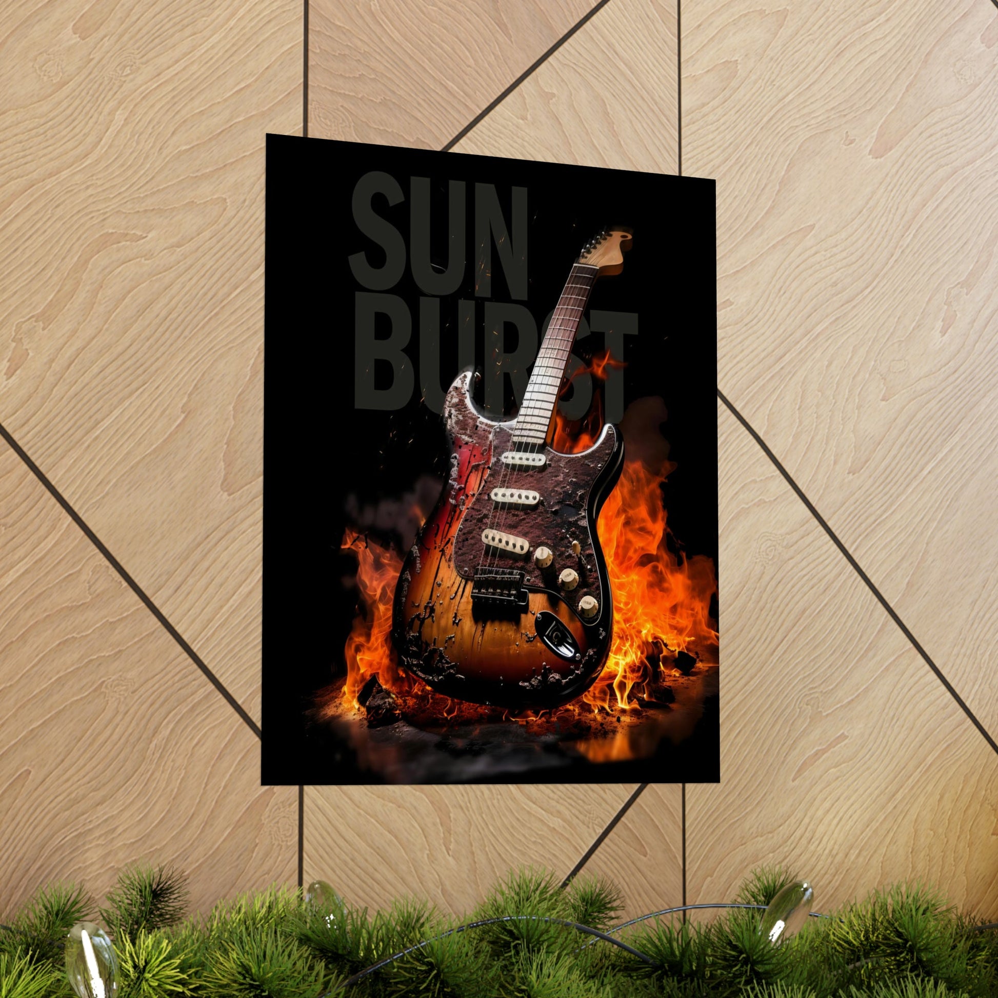Burning SUNBURST Guitar Poster mockup