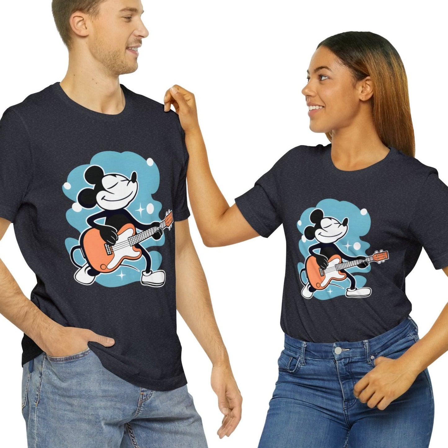 MOUSE Plays Guitar T-shirt mock up on Model