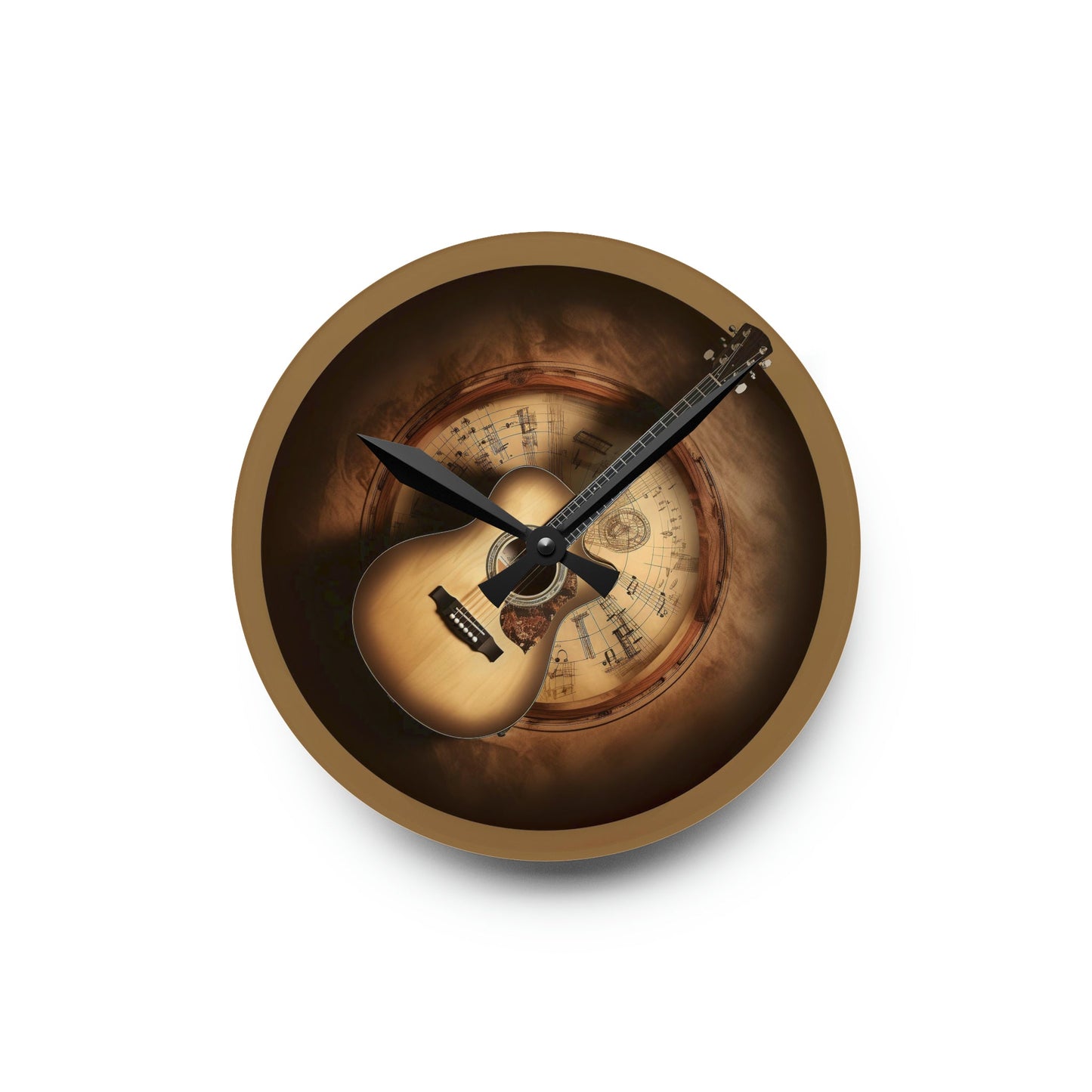Wall Clock with Acoustic Guitar mock up