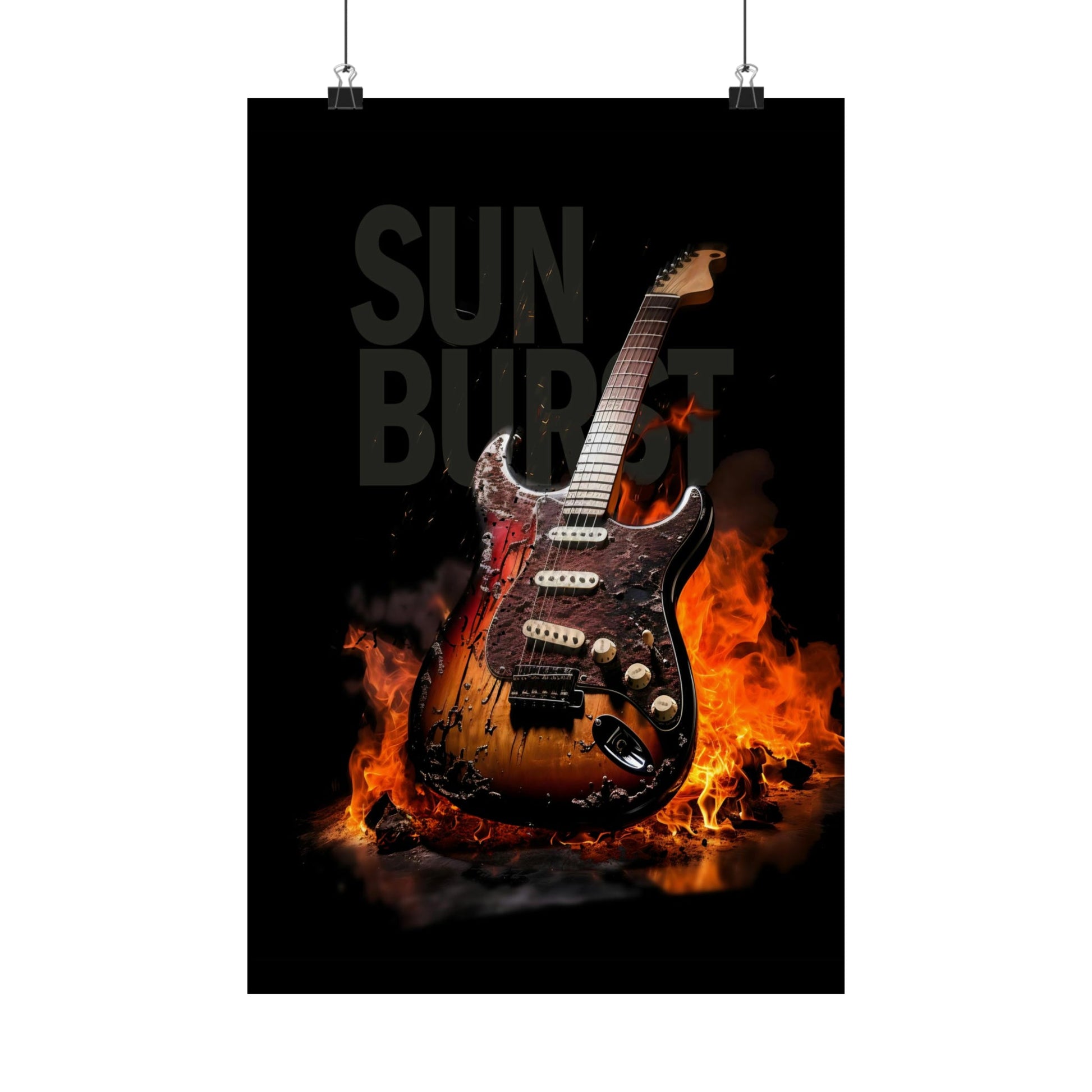 Burning SUNBURST Guitar Poster