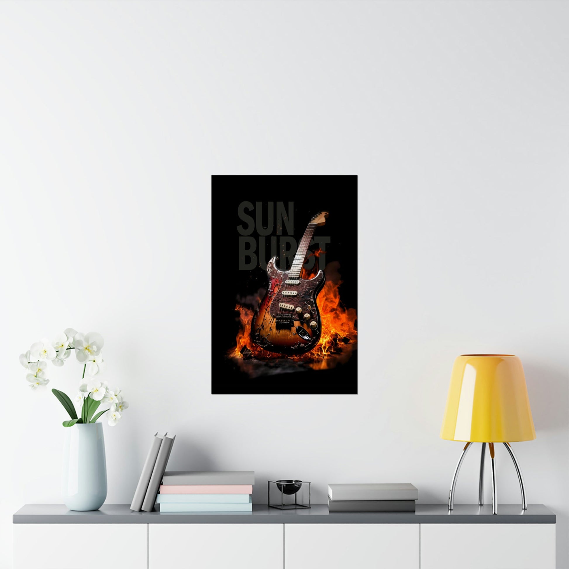 Burning SUNBURST Guitar Poster mockup