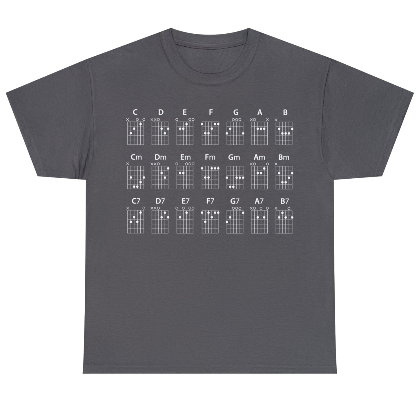 Guitar CHORDS Unisex Heavy Cotton Gildan 5000 Tee, many colors, with a