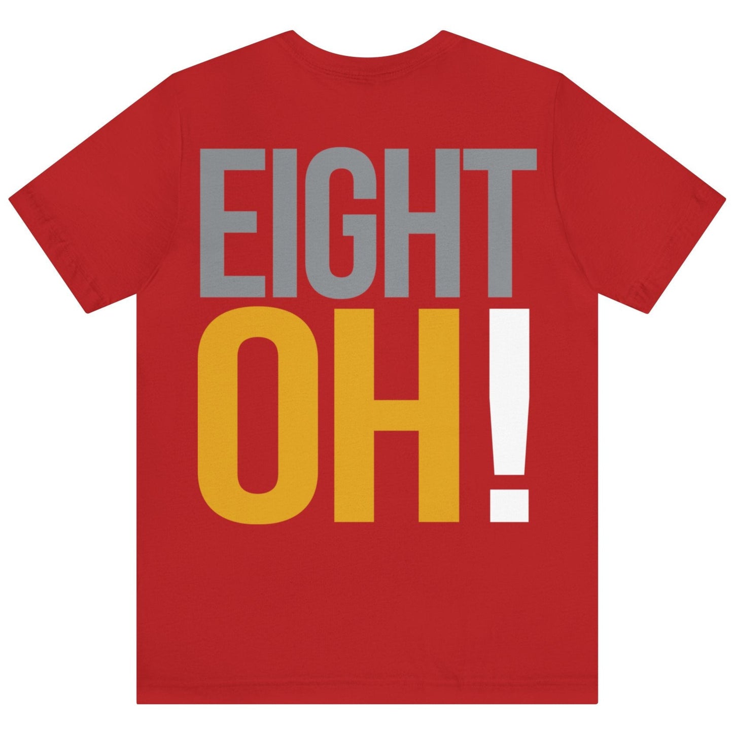 80th Birthday Gift T-shirt, Birthday Song EIGHT OH!, back, red