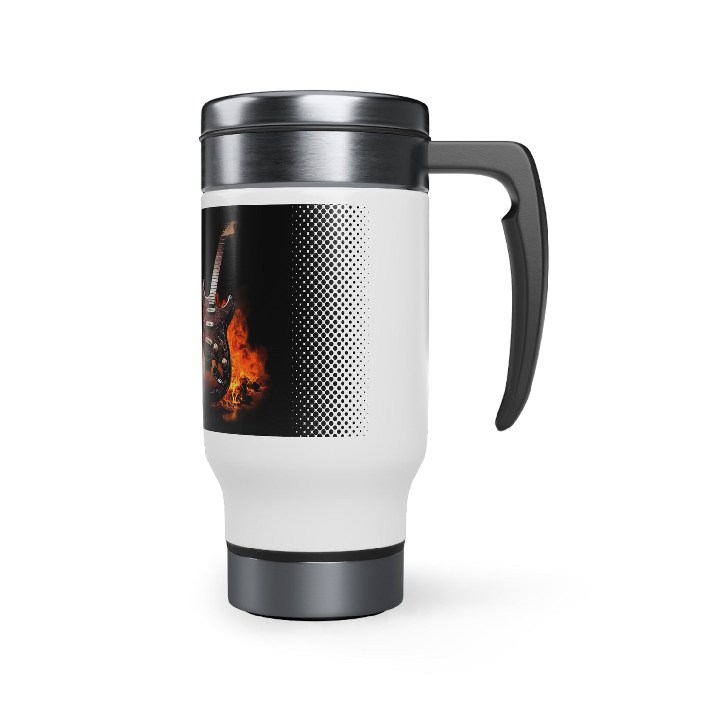 Burning Stratocaster Guitar Travel Mug mock up