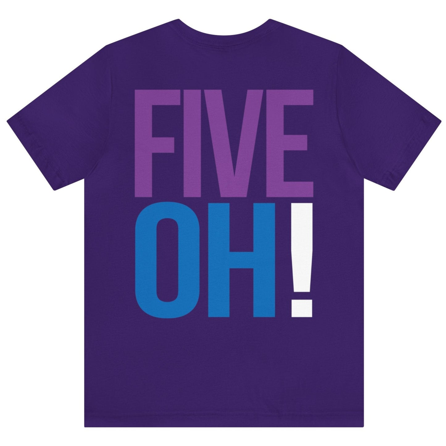 50th Birthday Gift T-shirt, SEVEN OH! on back, Unisex, purple