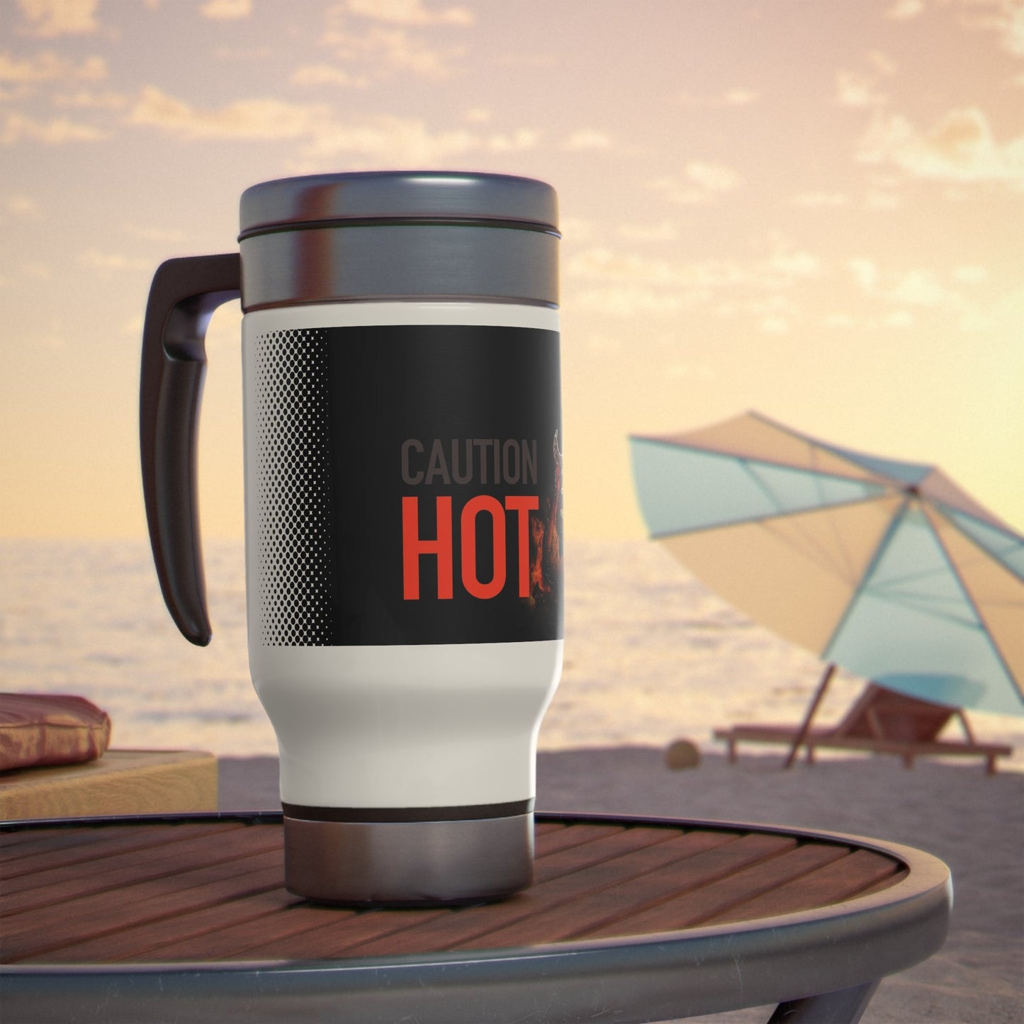 Burning Stratocaster Guitar Travel Mug mock up