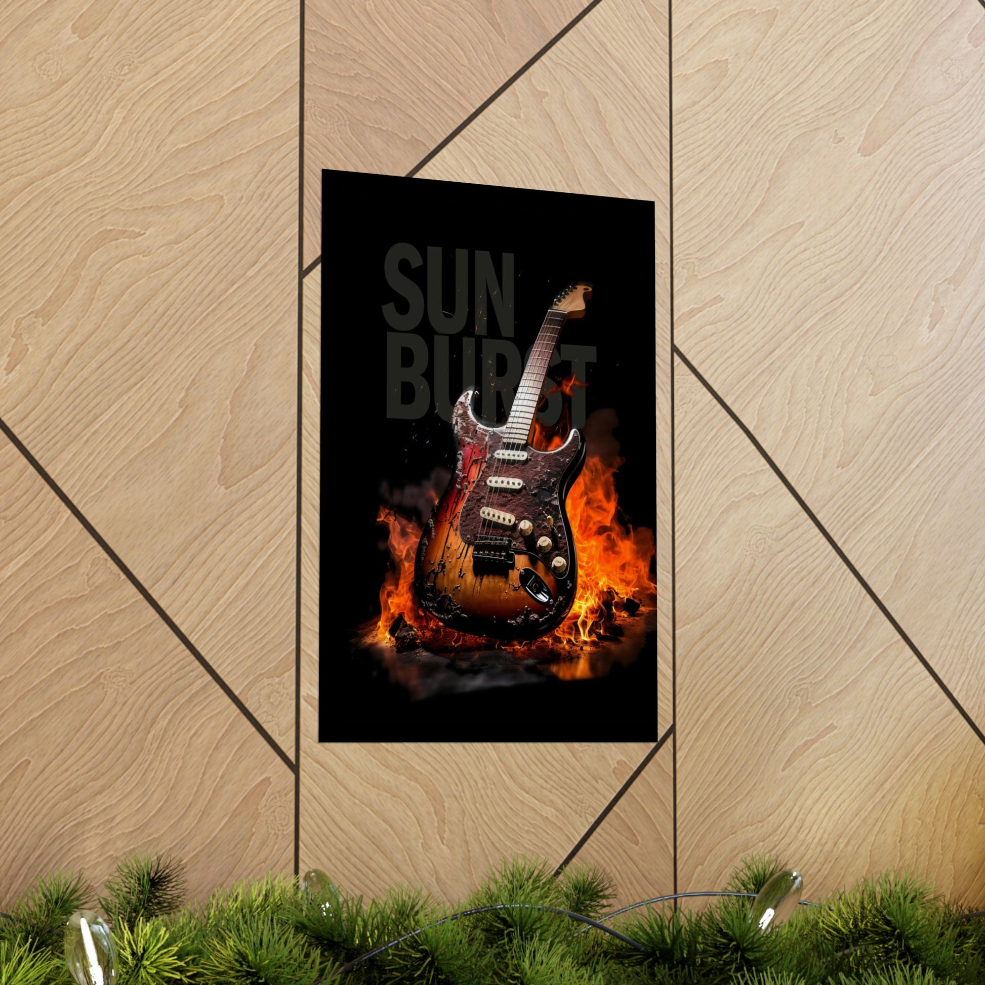 Burning SUNBURST Guitar Poster mockup
