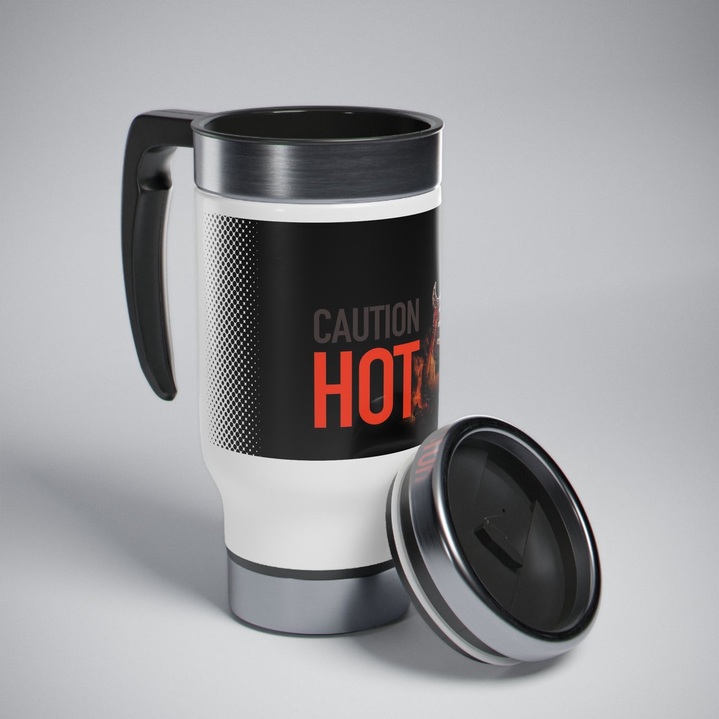 Burning Stratocaster Guitar Travel Mug mock up