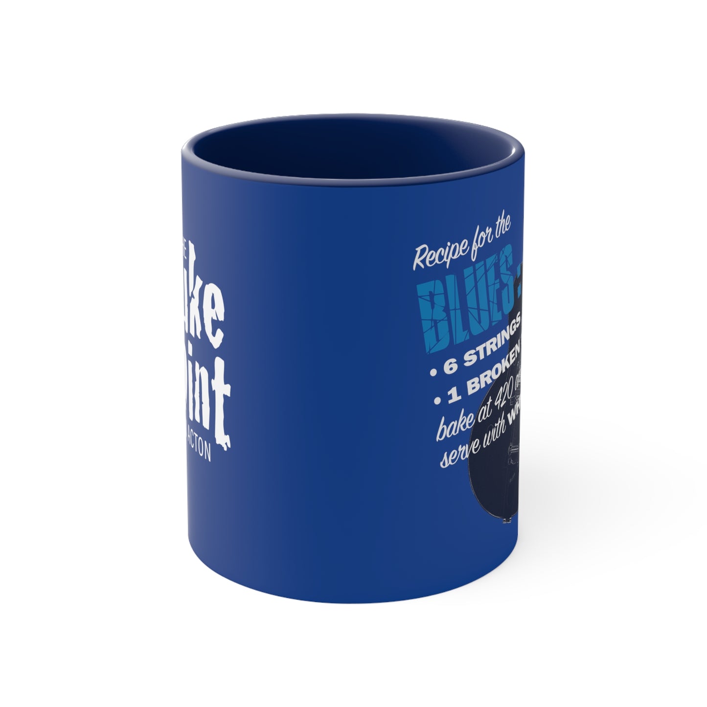 RECIPE for the BLUES Coffee Mug, with Gretsch Electric Guitar and Juke Joint in Acton logo, Music fan Gift, 11oz, Blue or Black for Blues Fans