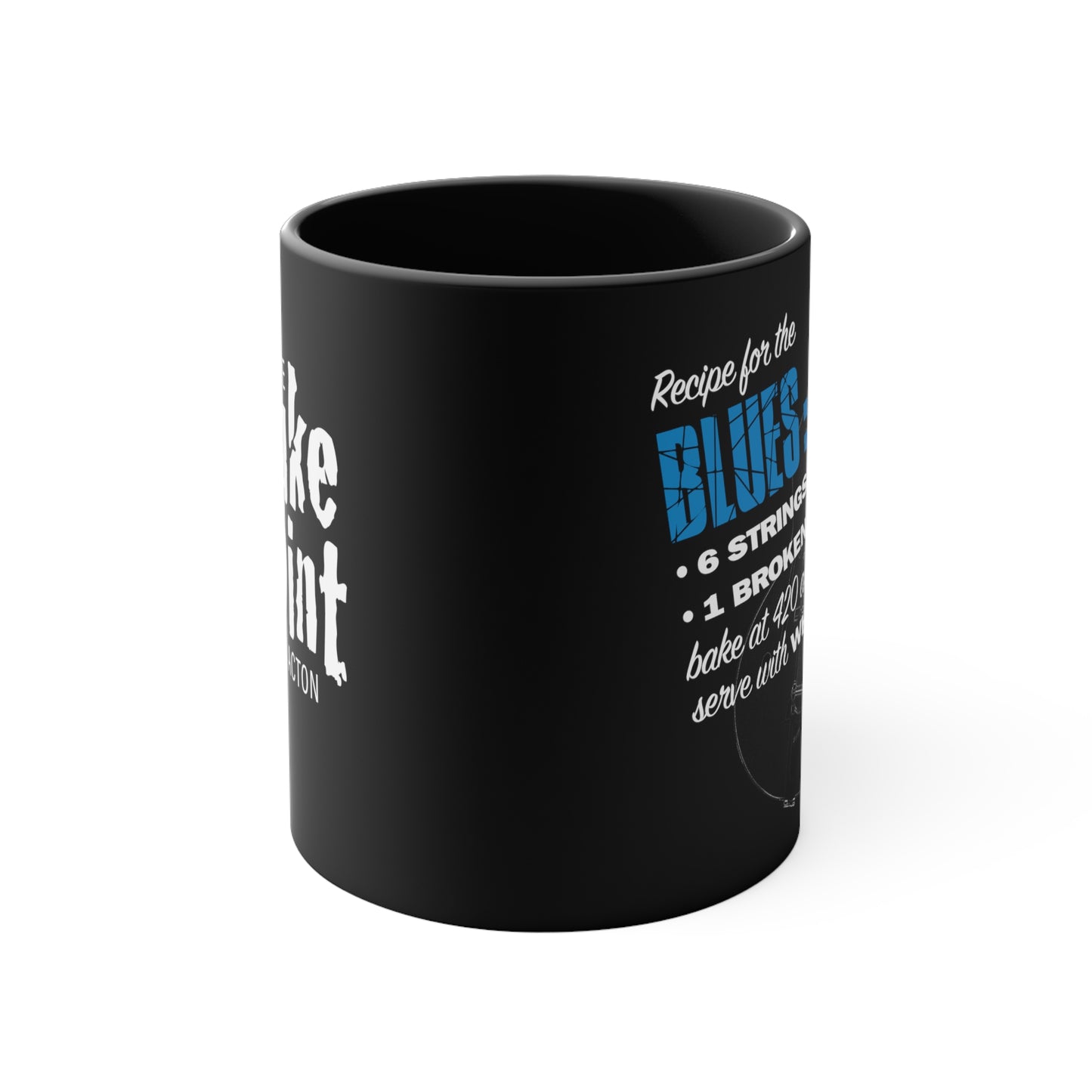 RECIPE for the BLUES Coffee Mug, with Gretsch Electric Guitar and Juke Joint in Acton logo, Music fan Gift, 11oz, Blue or Black for Blues Fans