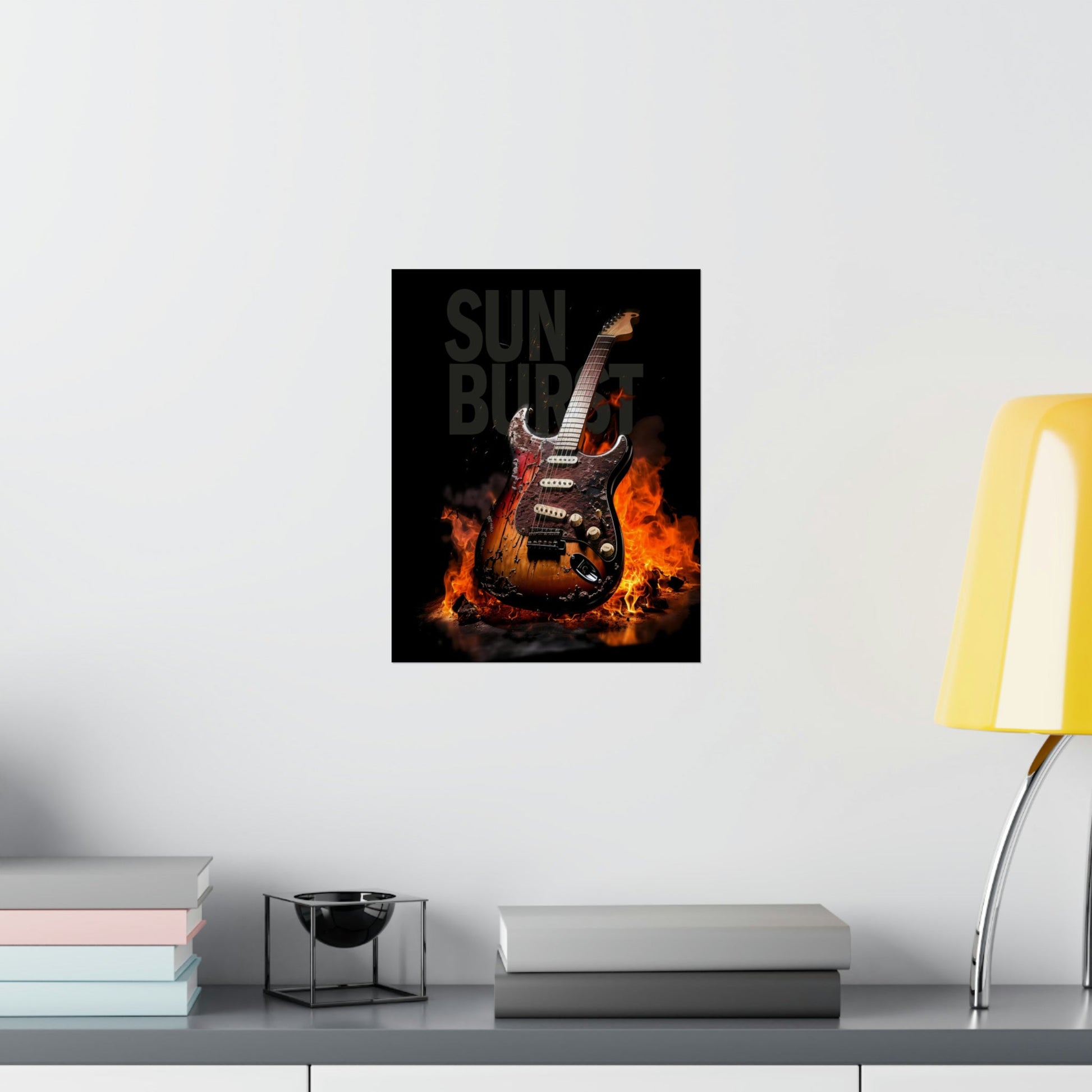 Burning SUNBURST Guitar Poster mockup