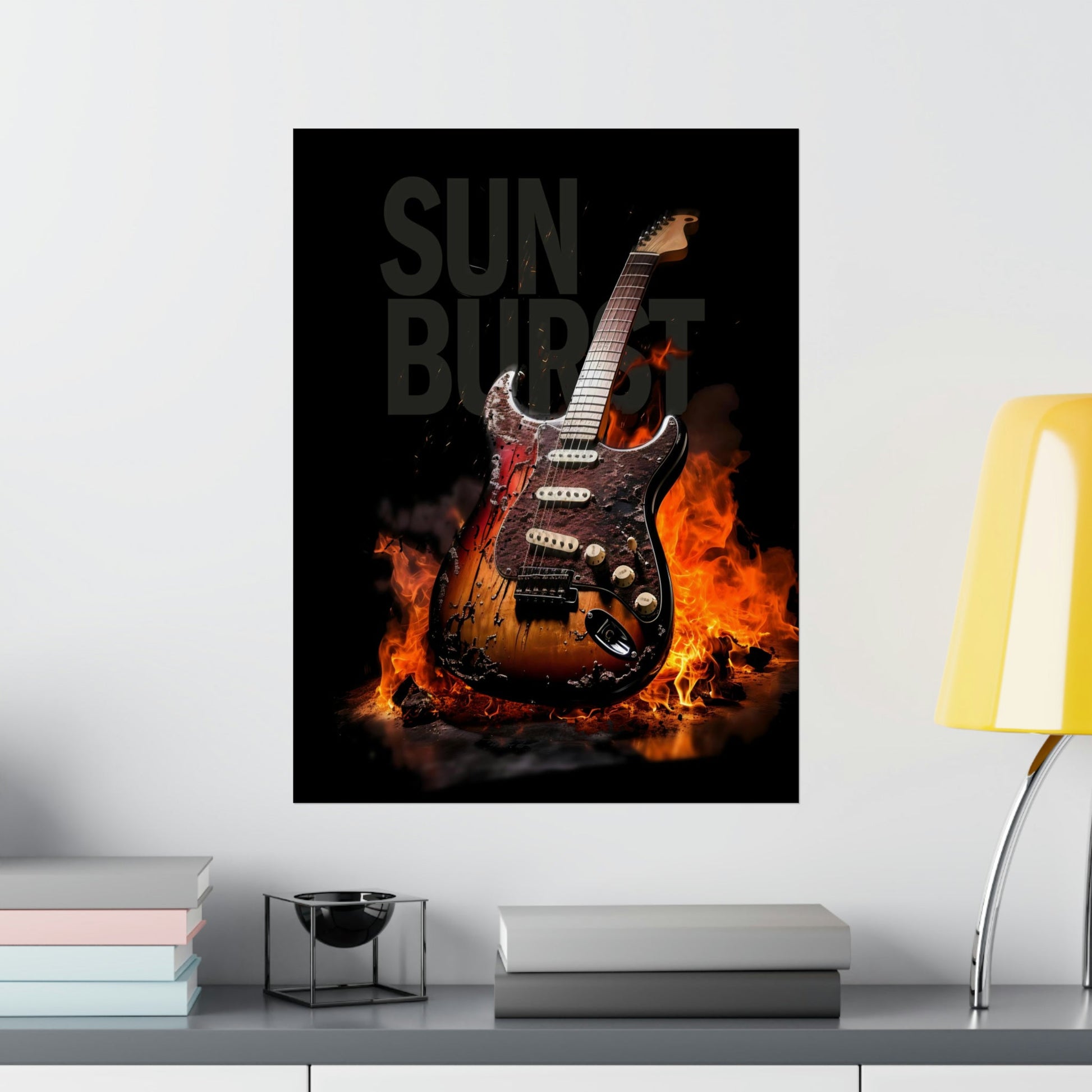 Burning SUNBURST Guitar Poster mockup