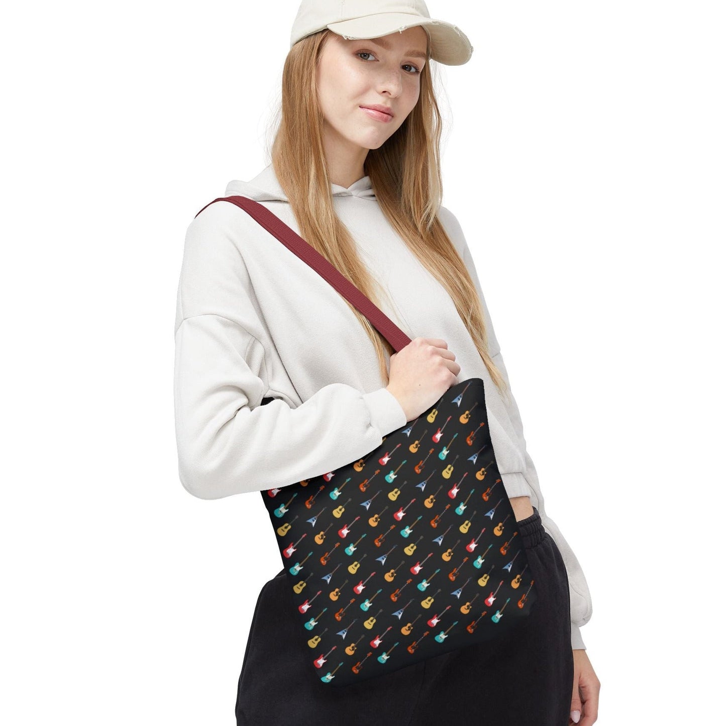 Tiny Guitars Tote Bag mockup model