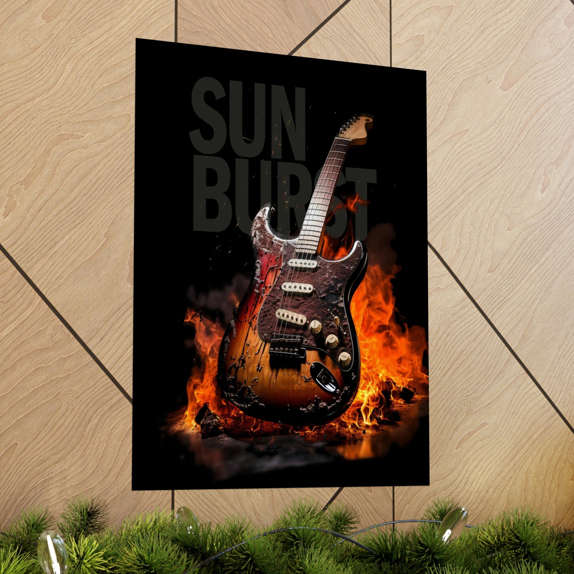 Burning SUNBURST Guitar Poster mockup