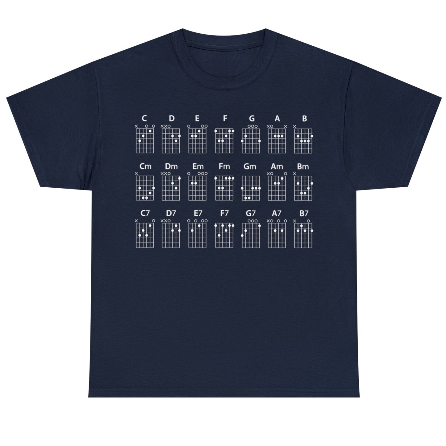 Guitar CHORDS Unisex Heavy Cotton Gildan 5000 Tee, many colors, with a
