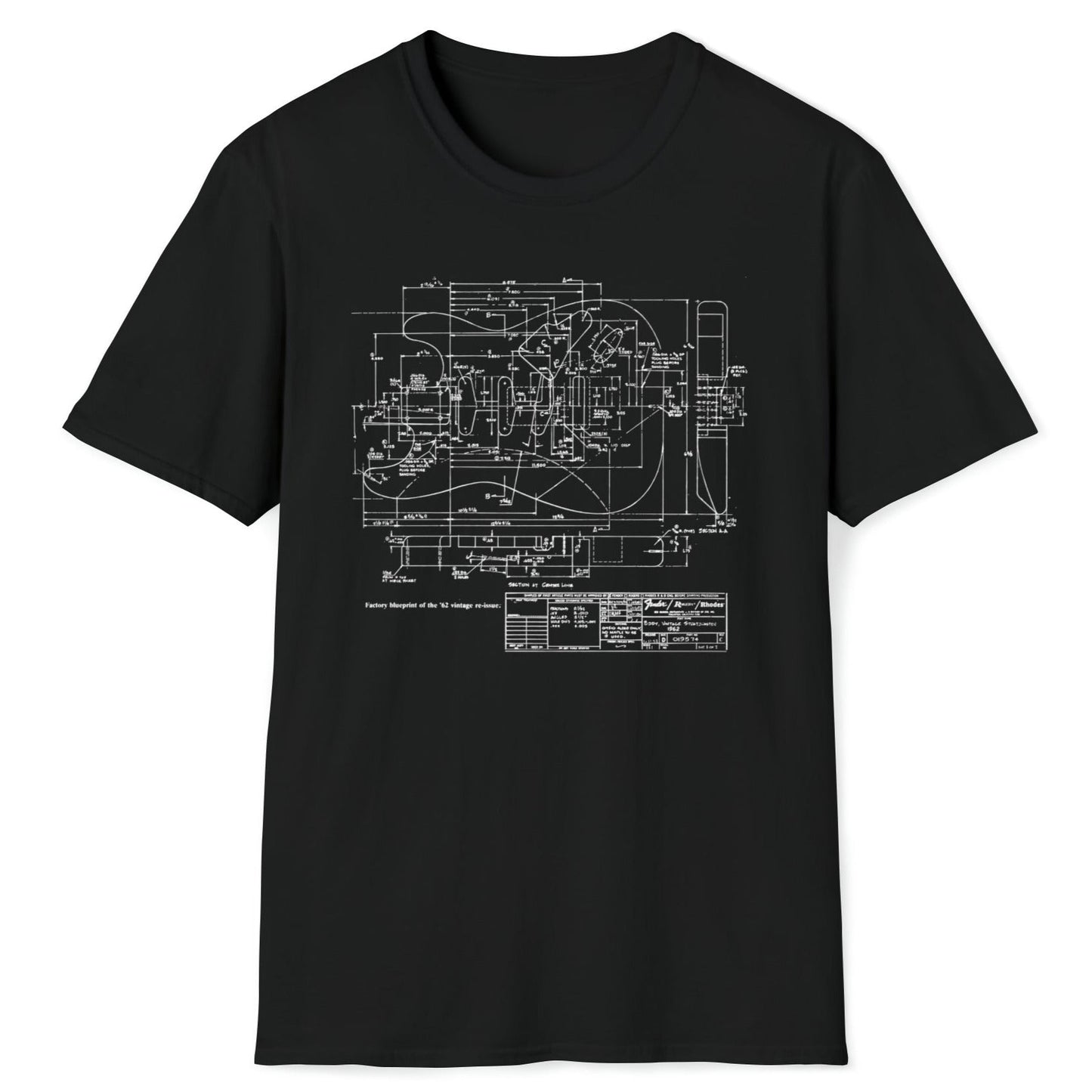 1962 Stratocaster Guitar Retro T-shirt mock up