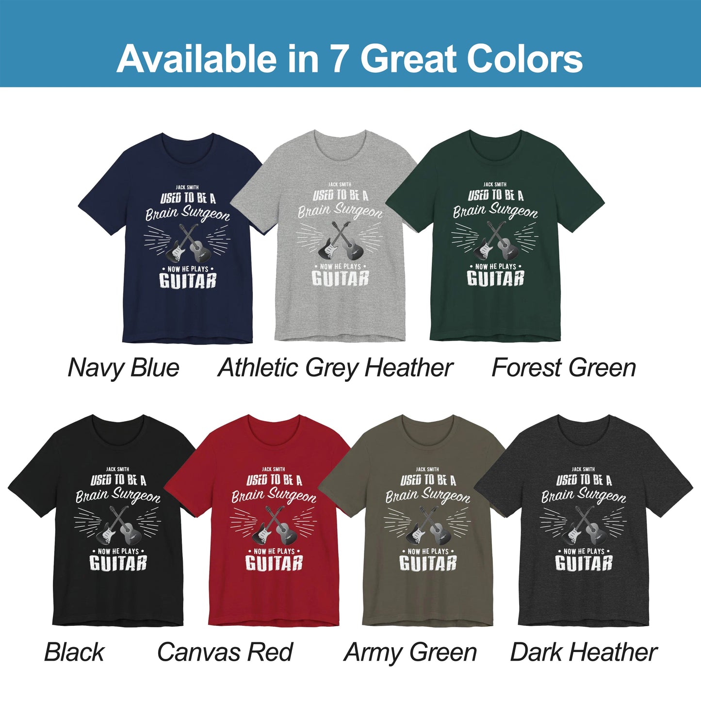 Personalized Retirement Guitar T-Shirt colors