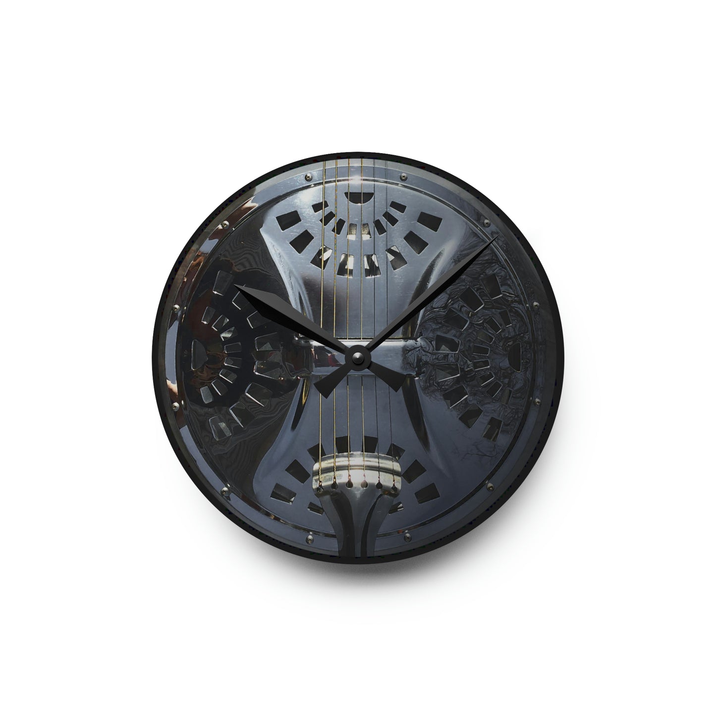 Acrylic Wall Clock, Dobro-themed, image-only square or round sizes, st