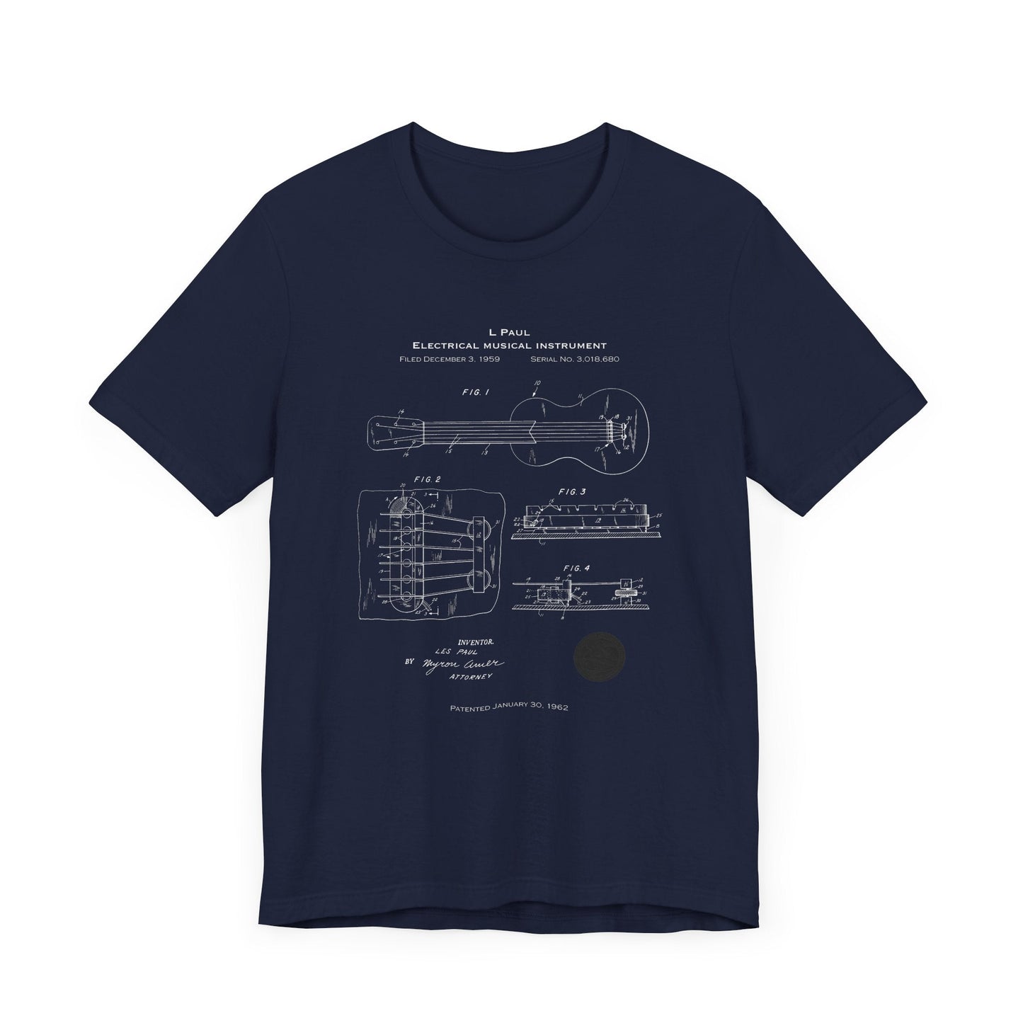 L. Paul Guitar Patent T-shirt mock up