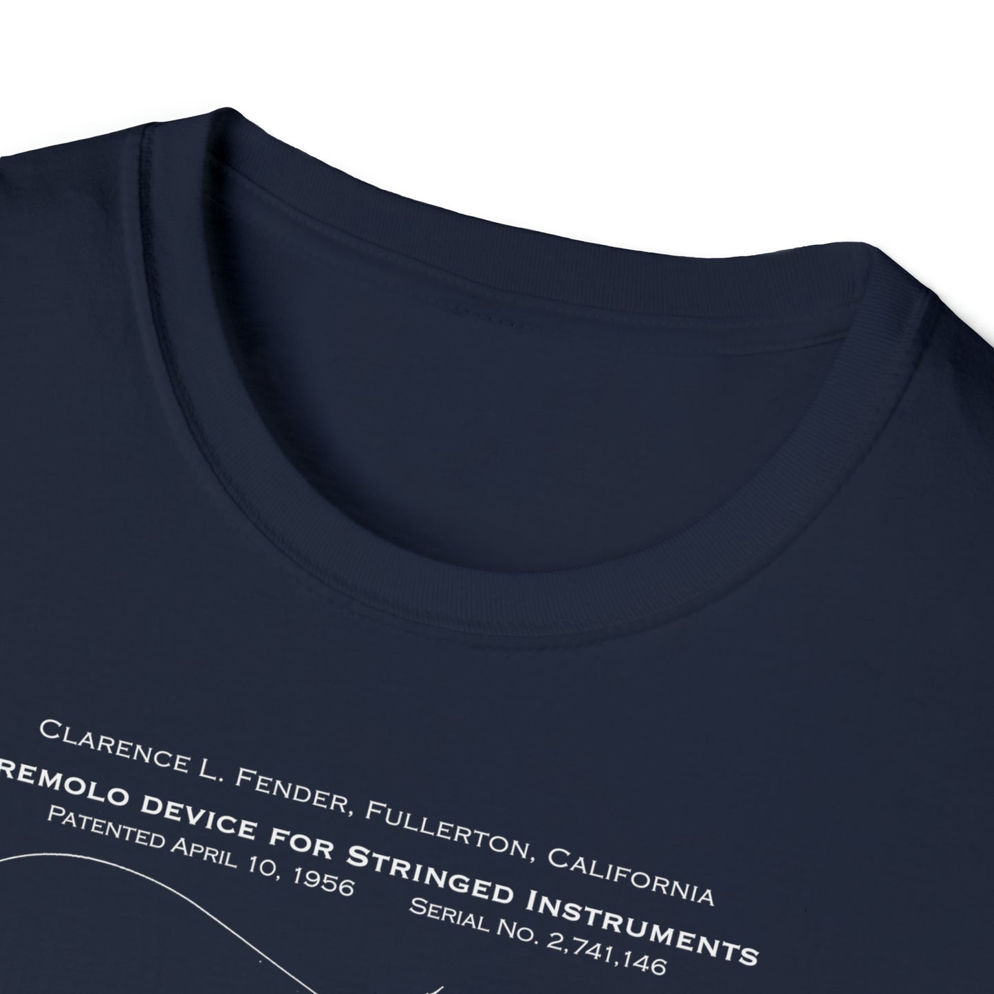 Music Patent Retro Blueprint Stratocaster Tremolo, Softstyle T-Shirt,