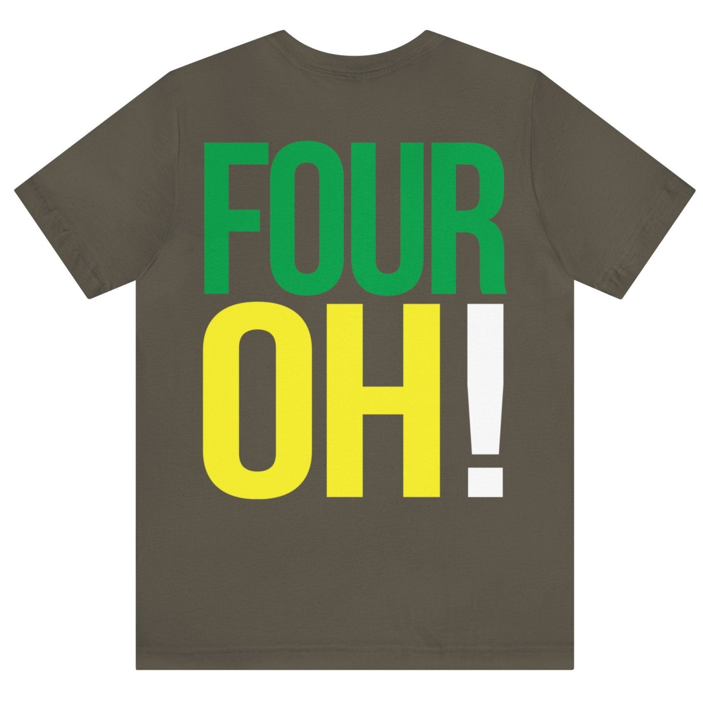 40th Birthday Gift T-shirt, Birthday Song FOUR OH!, back, Unisex, grey