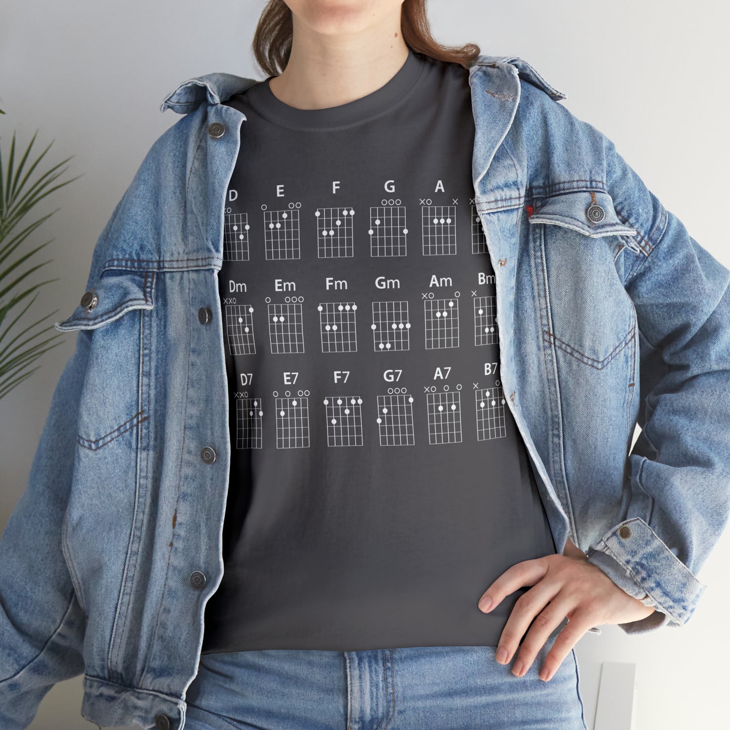 Guitar CHORDS Unisex Heavy Cotton Gildan 5000 Tee, many colors, with a