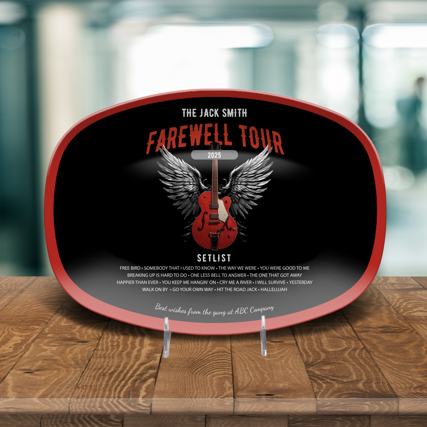 Farewell Tour Grilling Platter, Personalized Retirement Gift from Co-workers to Rock Fan Retiree