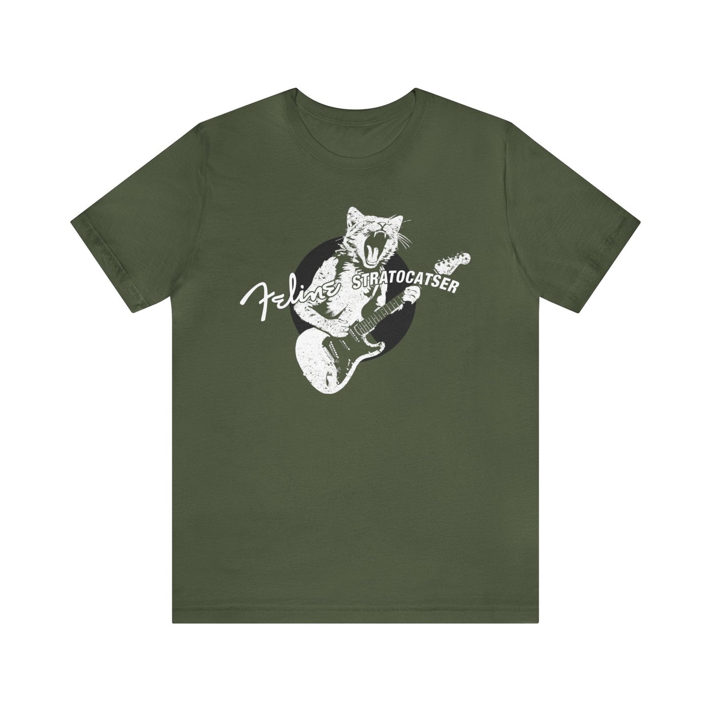 Guitar Cat Stratocatser T-shirt mock up