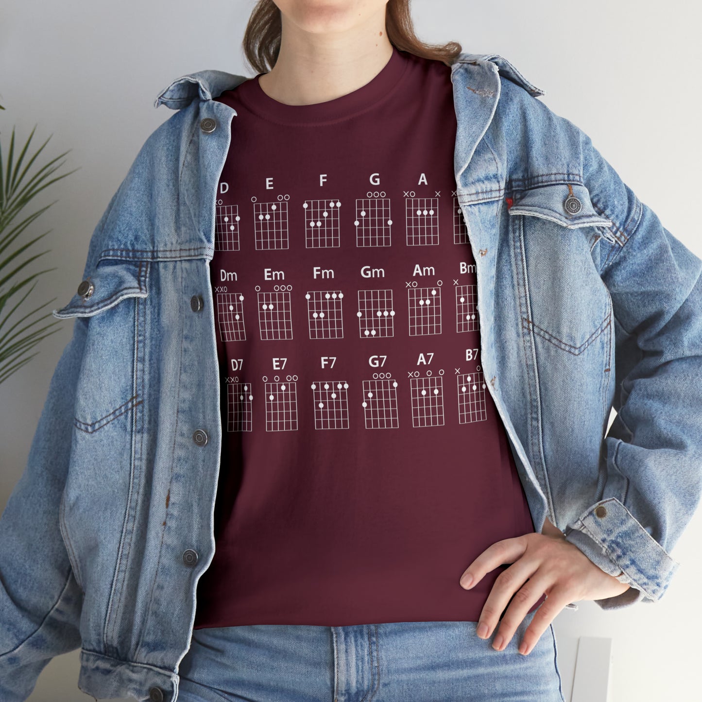 Guitar CHORDS Unisex Heavy Cotton Gildan 5000 Tee, many colors, with a