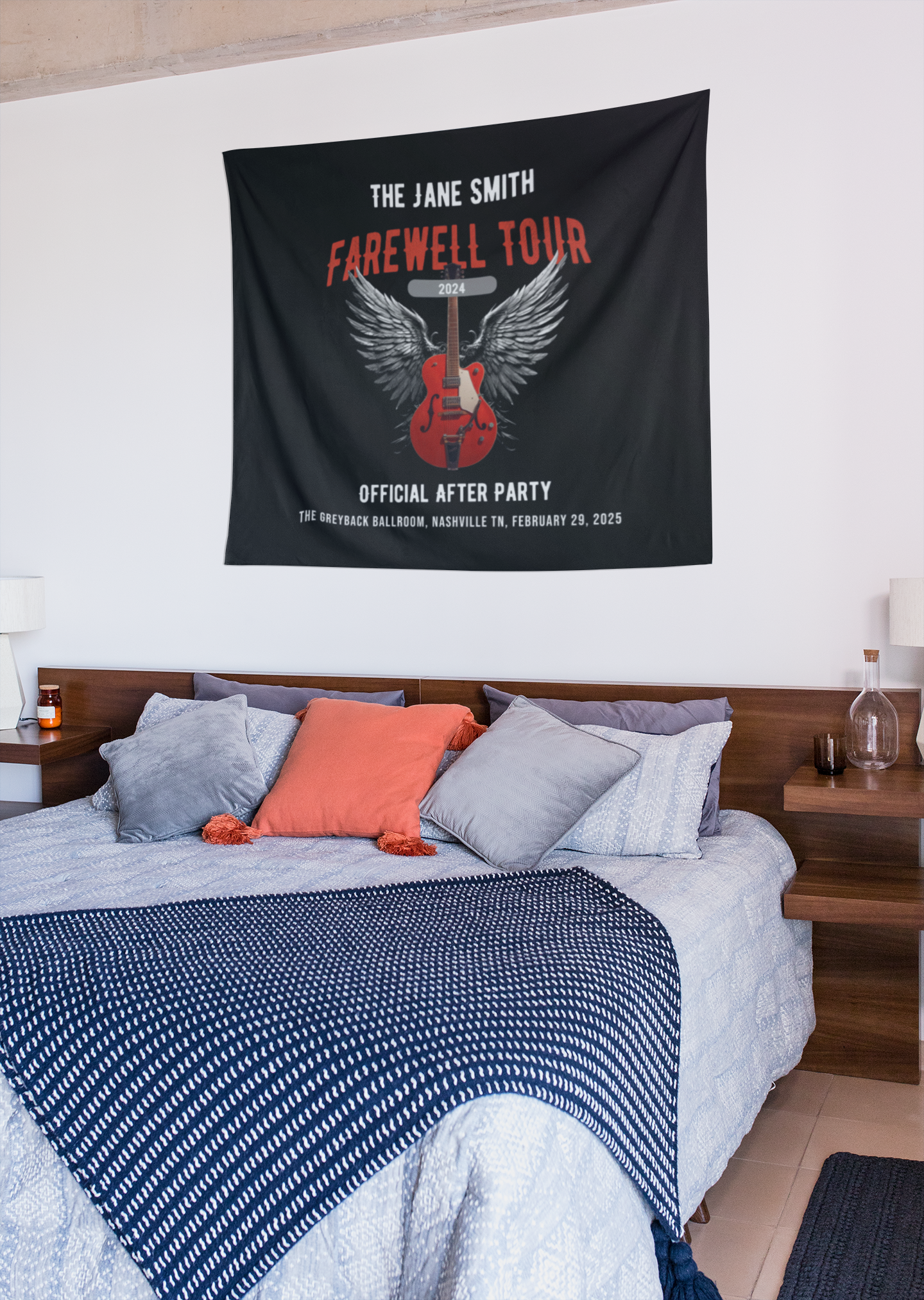 Personalized Retirement Wall Tapestry, FAREWELL TOUR Music-themed Party Backdrop for co-workers, teachers, and family, Indoor Wall Decor AnywherePOD