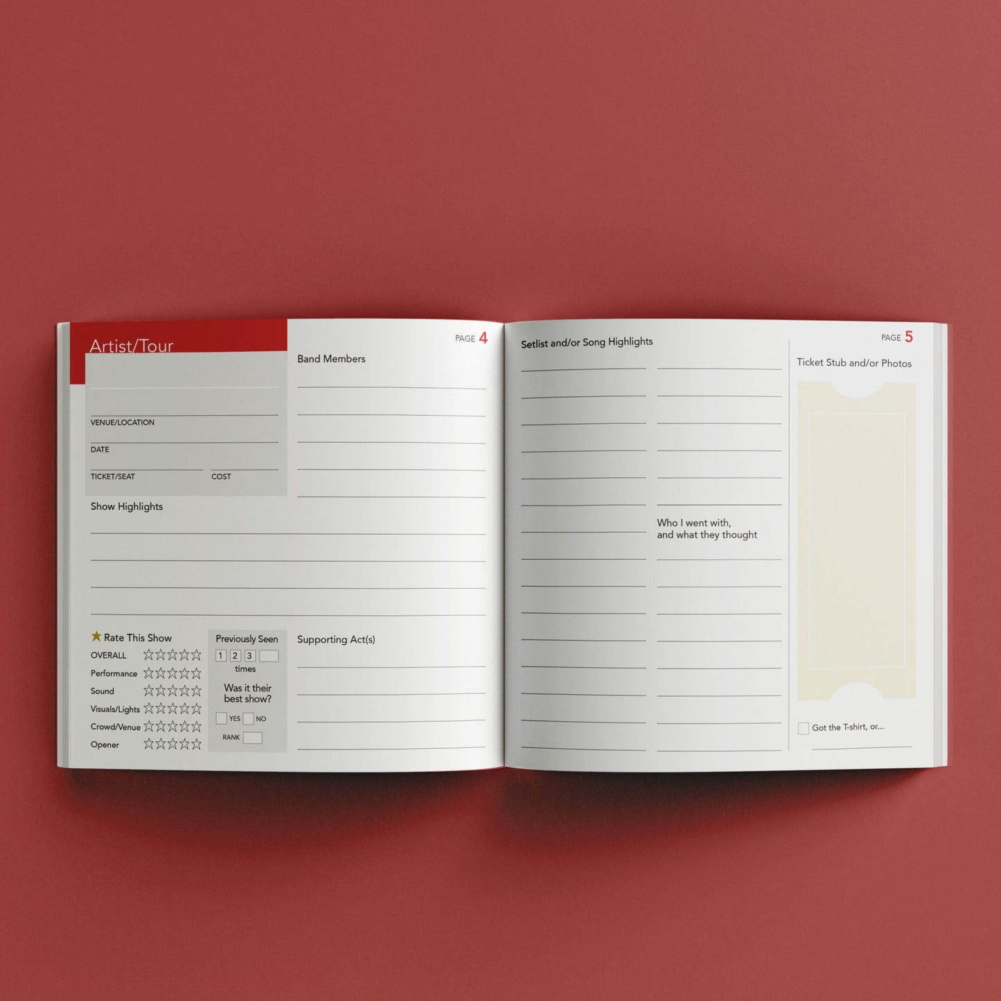 Personalized THE CHRONICLES Concert Journal: Pocket-Size Music Show Logbook