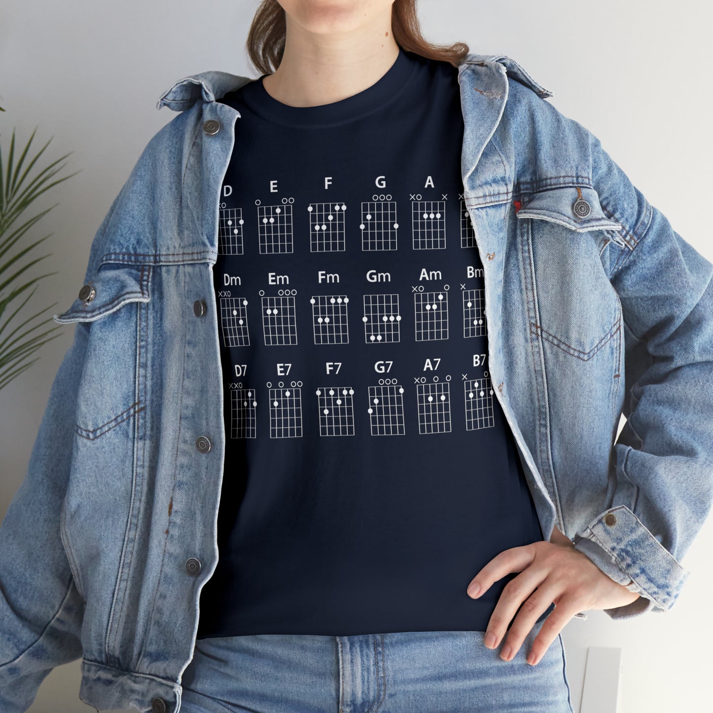 Guitar CHORDS Unisex Heavy Cotton Gildan 5000 Tee, many colors, with a