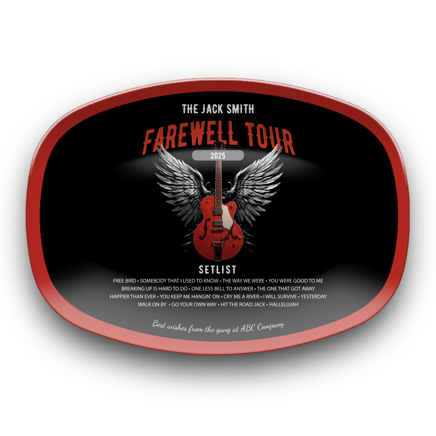 Farewell Tour Grilling Platter, Personalized Retirement Gift from Co-workers to Rock Fan Retiree