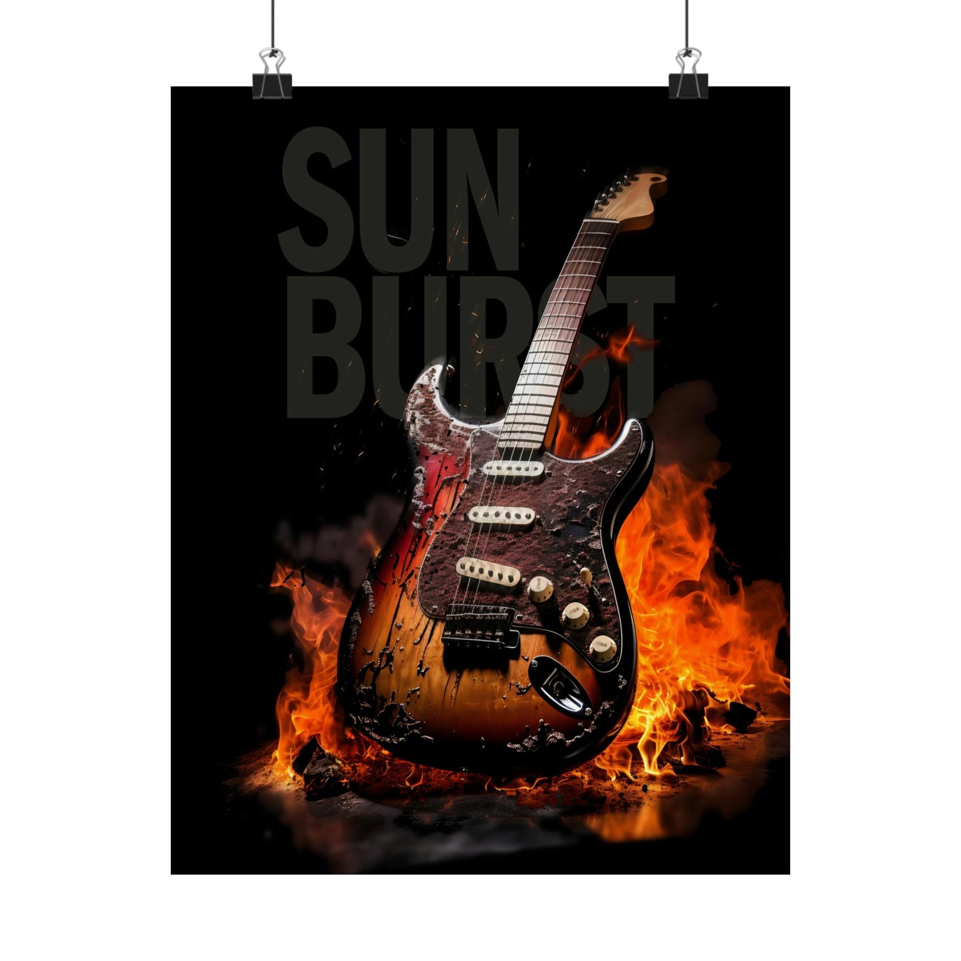 Burning SUNBURST Guitar Poster