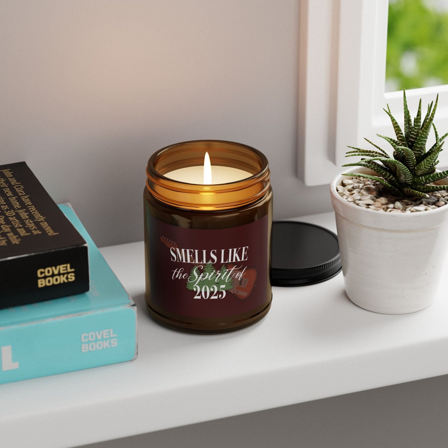 Rocker New Year Soy Candle mock up in room