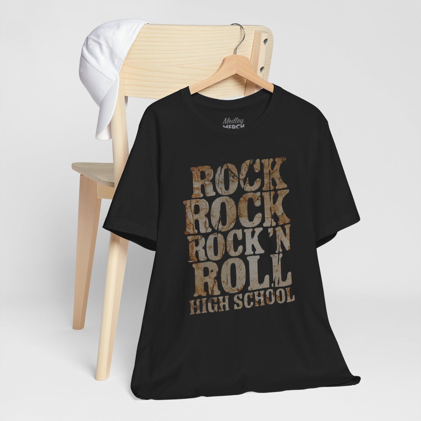 Rock 'n Roll High School Music T-Shirt, Teacher or Student Gift, Back To School Retro Rock Punk Fans, Distressed Graphic, Multiple Colors