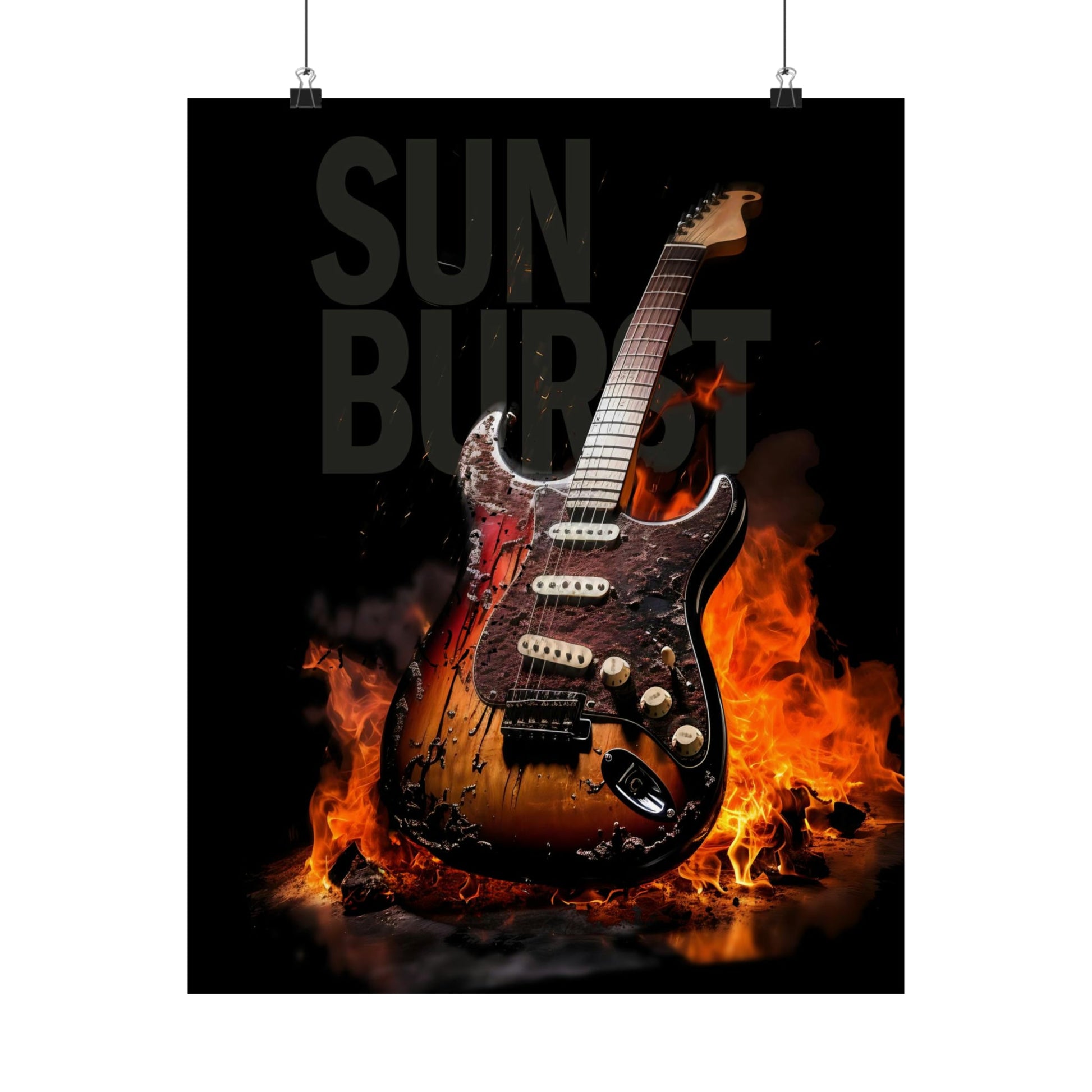 Burning SUNBURST Guitar Poster