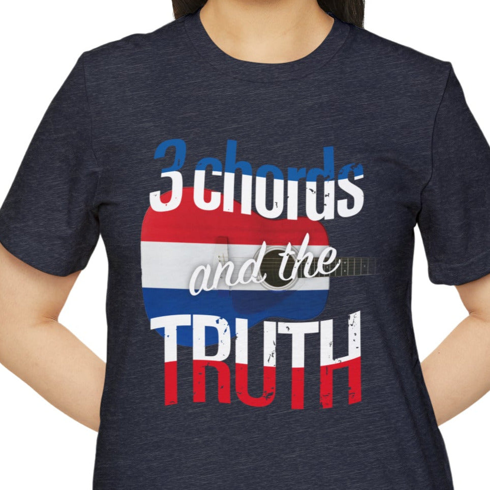 3 Chords and the TRUTH Organic Bella+Canvas 3001 American Country Music-themed dark color unisex Tee
