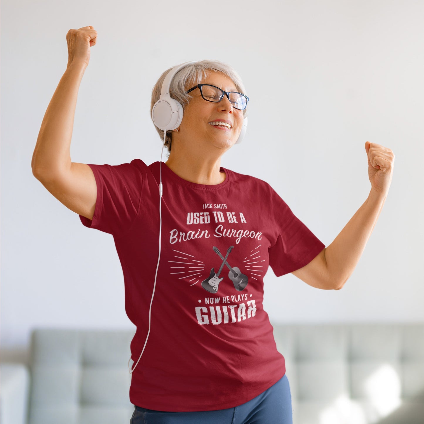 Personalized Retirement Guitar T-Shirt mock up odel