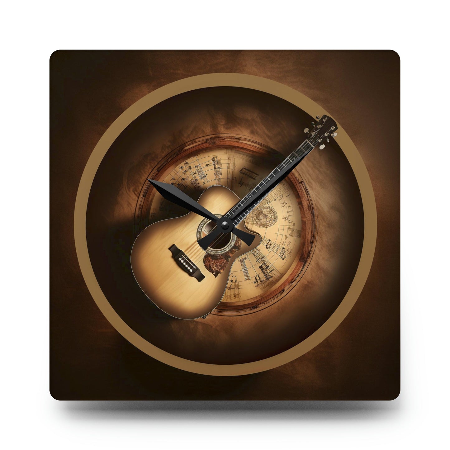 Wall Clock with Acoustic Guitar mock up