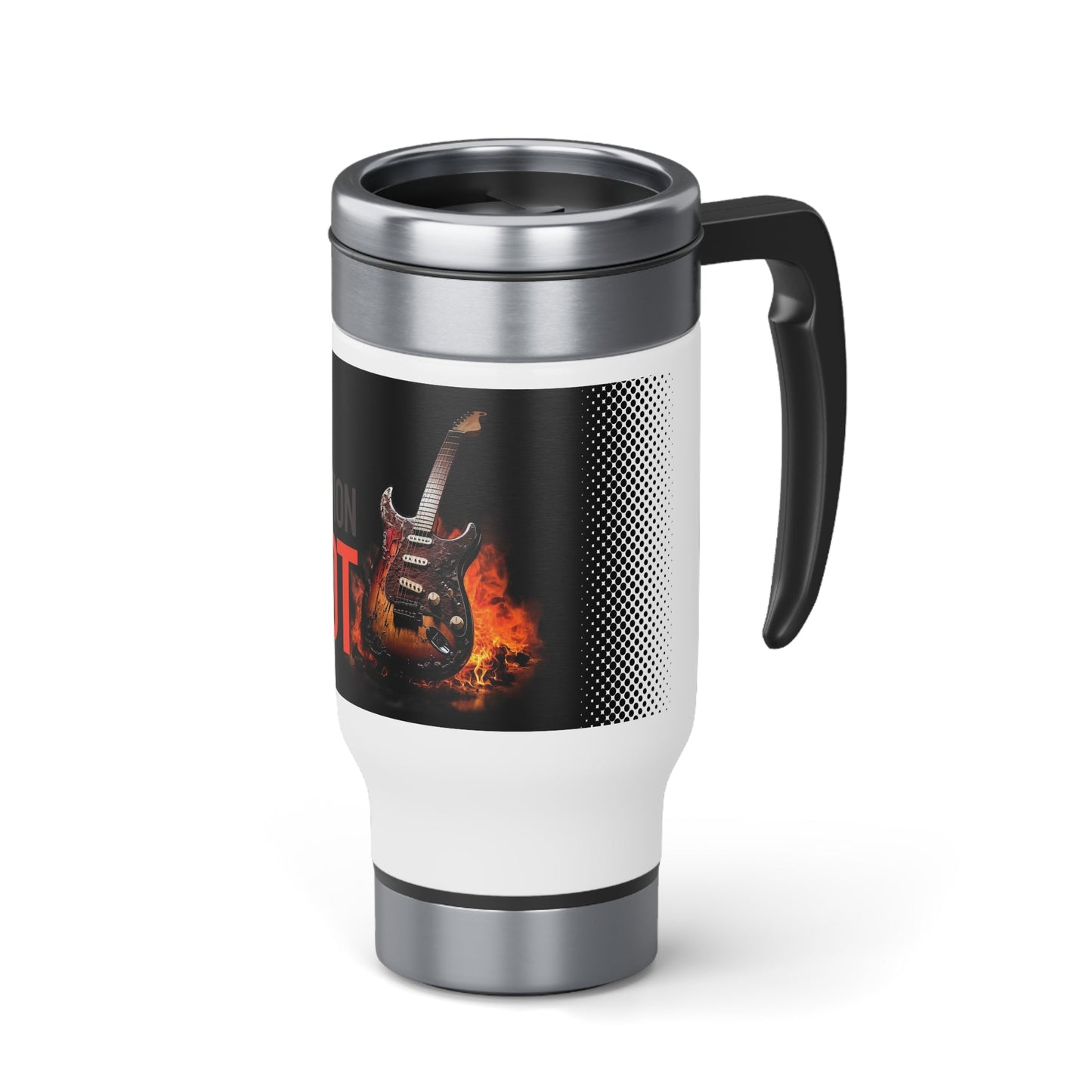 Burning Stratocaster Guitar Travel Mug mock up