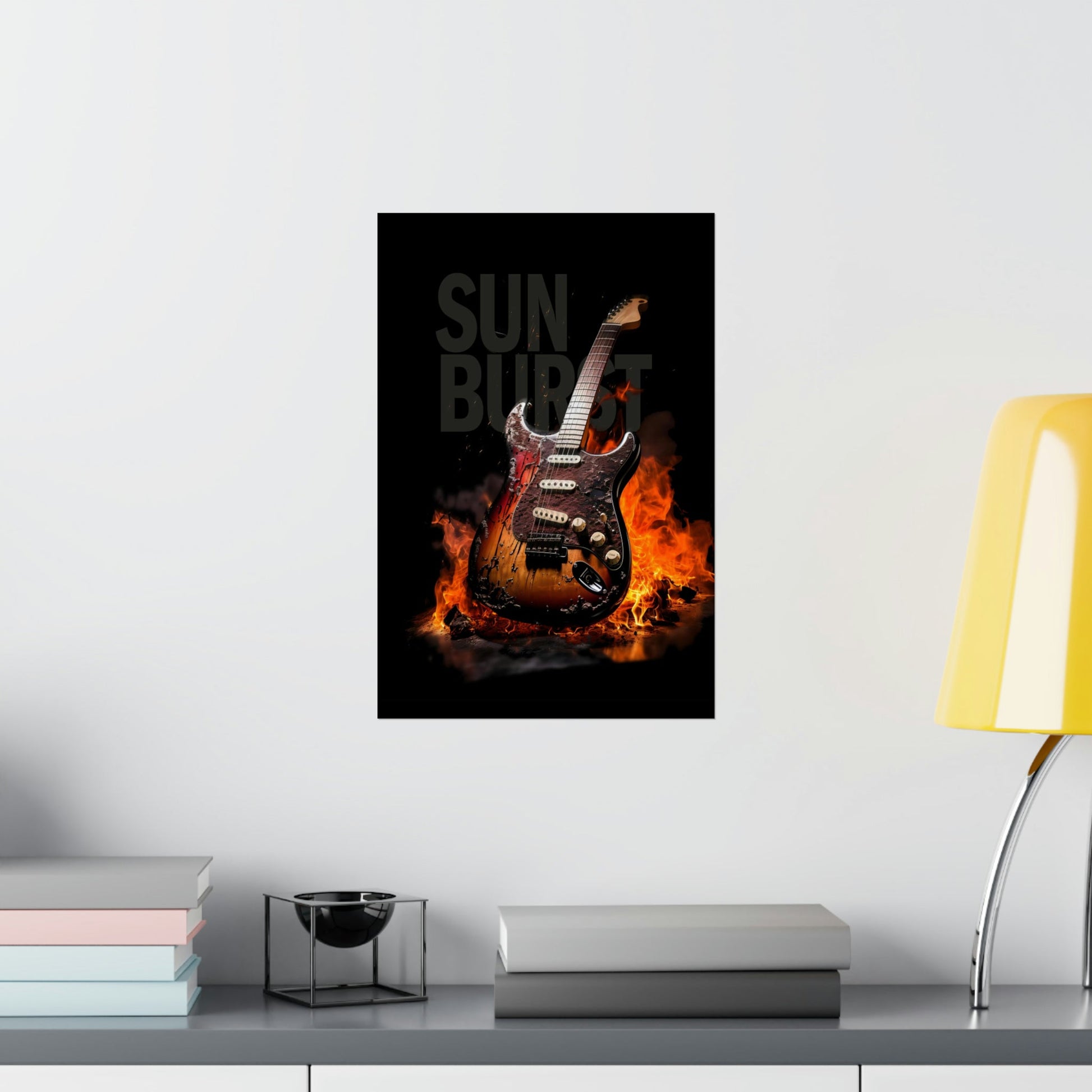Burning SUNBURST Guitar Poster mockup