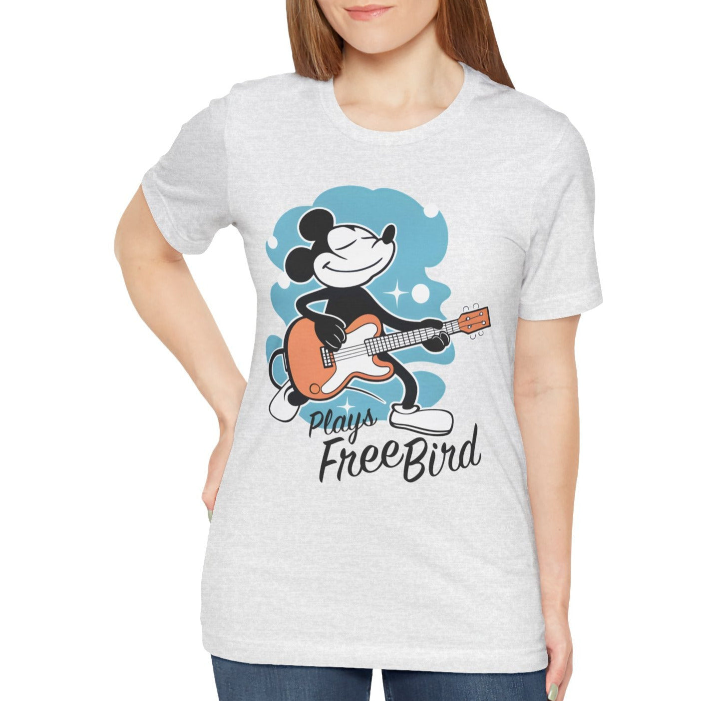 Mickey Plays Free Bird T-Shirt mock up on model