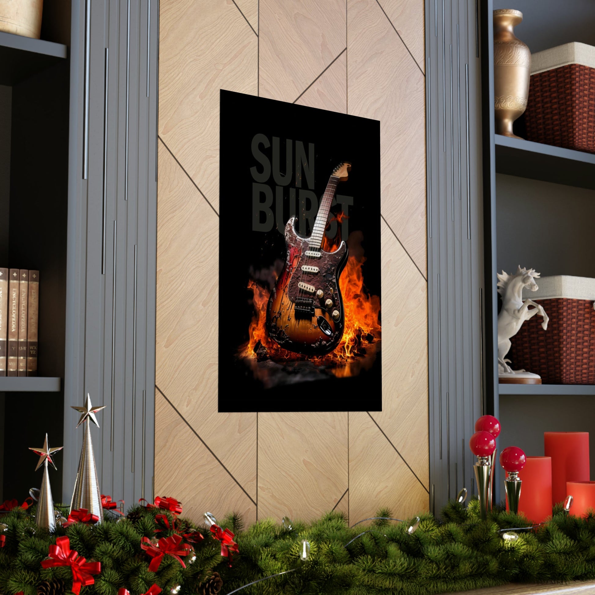 Burning SUNBURST Guitar Poster mockup
