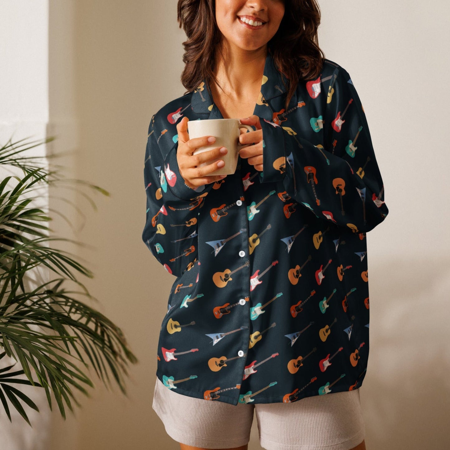 Tiny Guitars Women’s Pajama Top mockup model
