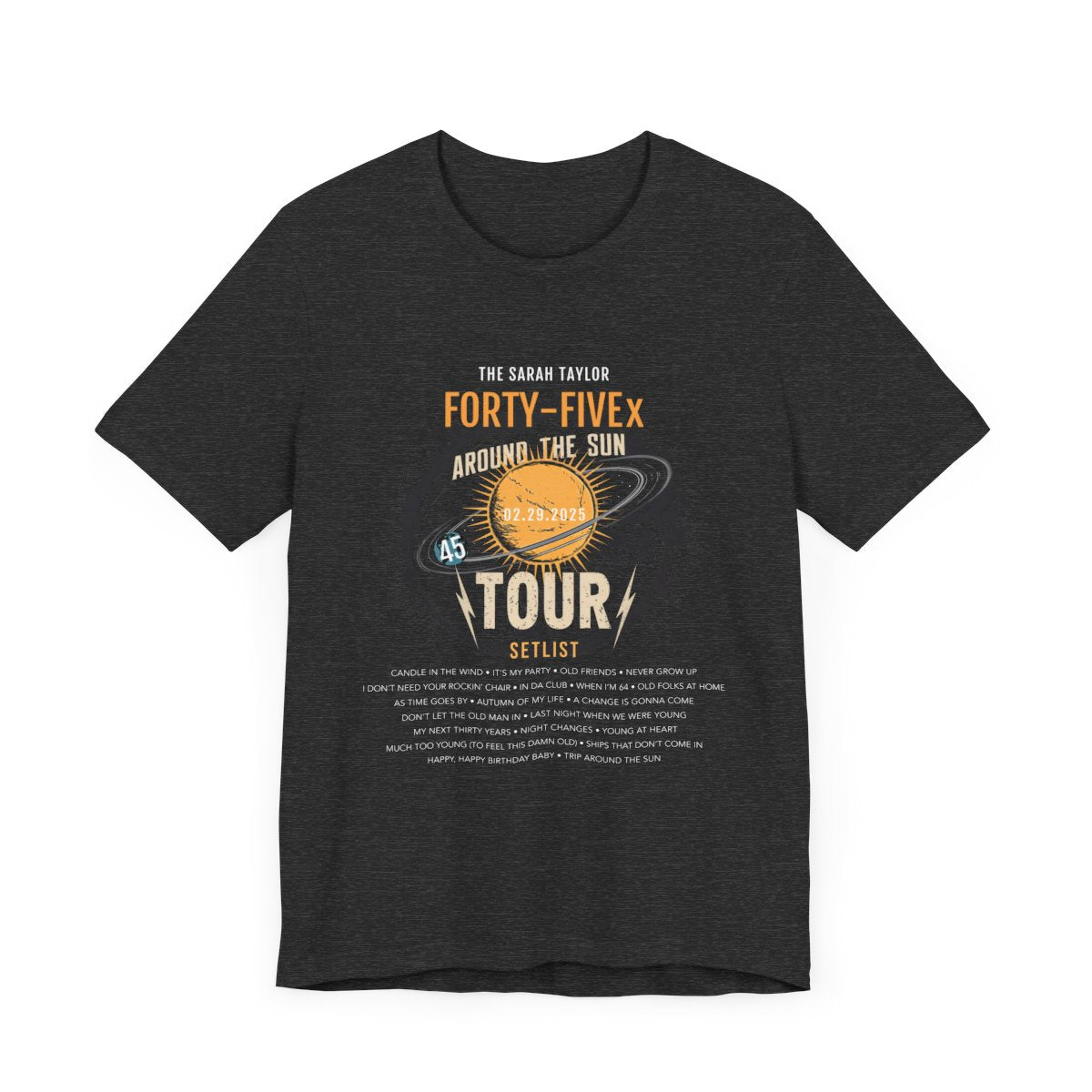 Personalized Birthday T-Shirt Around The Sun Tour mock up - grey