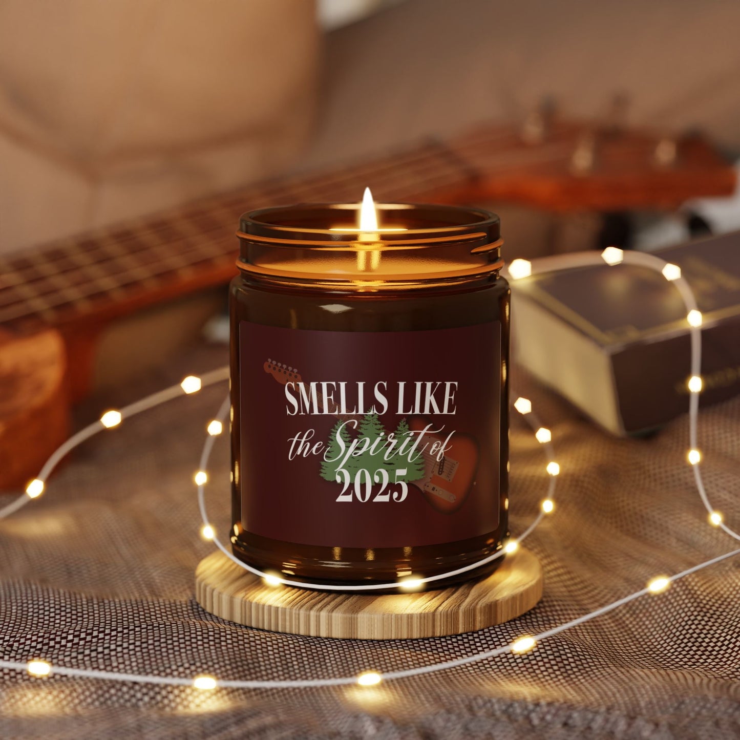 Rocker New Year Soy Candle mock up in room